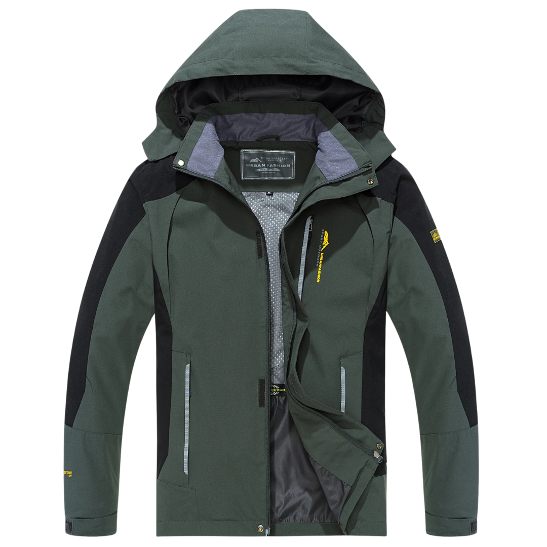 Men's Windproof Rain Shell Jacket with Removable Hood for Hiking, Camping & Outdoor Adventures – Waterproof Lightweight Expedition Coat | Thomler