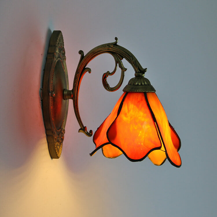 Wall Lamp Iron Resin 9.8 in x 7.9 in Glass Shade Blue Red Pink Clear Bronze Bedside Living Room Bedroom Study LED Incandescent Fluorescent Fixture | Thomler