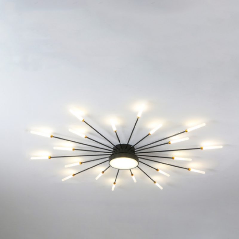 Starburst Dimmable LED Ceiling Light Flush Mount Black Gold Metal Acrylic Indoor Modern Fixture for Bedroom Living Room Dining Room | Thomler