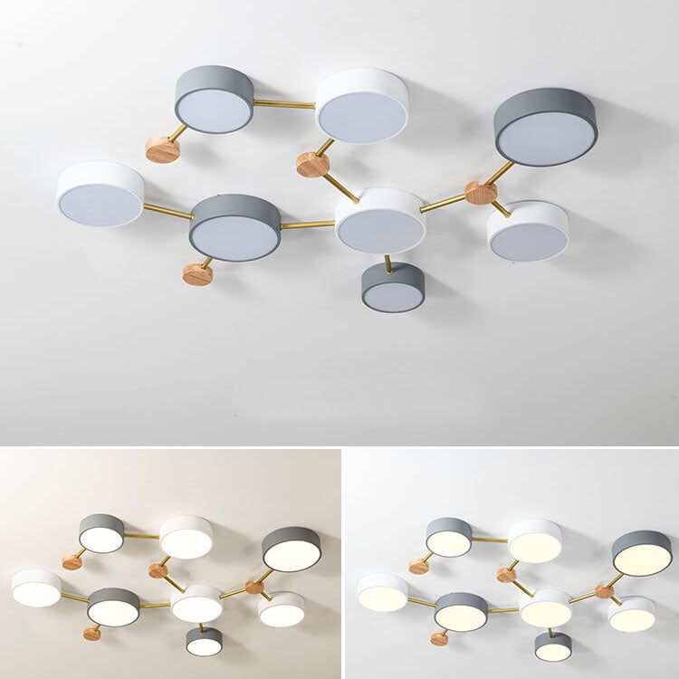 Flush Mount Ceiling Light Iron Solid Wood Acrylic 36W 23.6 in Gray Modern Hallway Living Room Bedroom Lighting | Thomler
