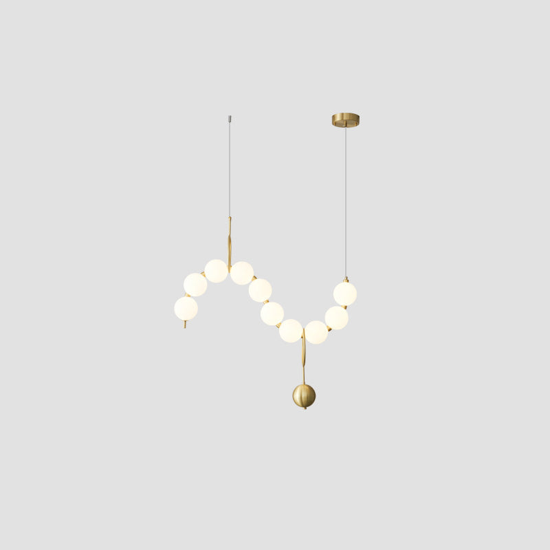 Chandelier Milk Glass String 39 in Modern Dining Room Kitchen Living Room Lighting Fixture | Thomler