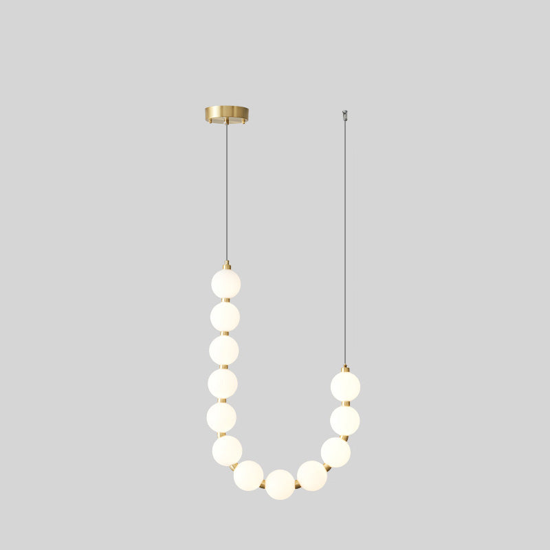 Chandelier Milk Glass String 39 in Modern Dining Room Kitchen Living Room Lighting Fixture | Thomler