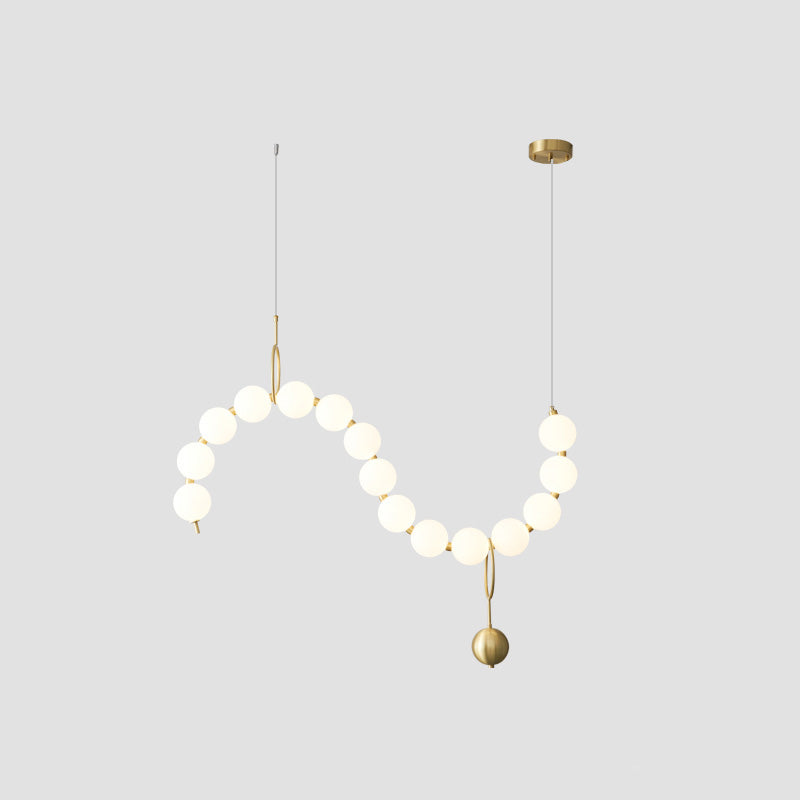 Chandelier Milk Glass String 39 in Modern Dining Room Kitchen Living Room Lighting Fixture | Thomler