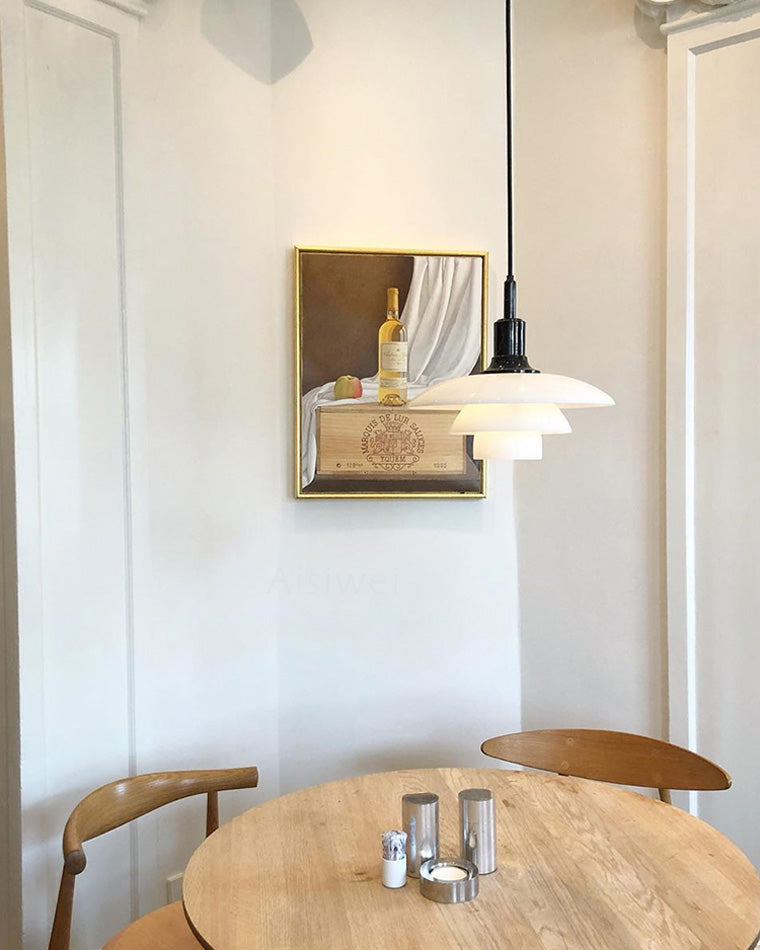 Pendant Light Glass 28.0 cm White Dining Room Scandinavian Hanging Ceiling Lamp Adjustable Cord E27 Soft Ambient Lighting | Thomler
