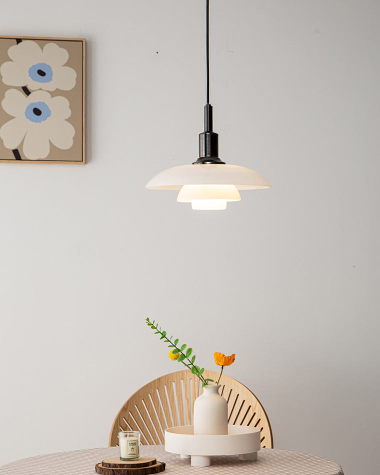 Pendant Light Glass 28.0 cm White Dining Room Scandinavian Hanging Ceiling Lamp Adjustable Cord E27 Soft Ambient Lighting | Thomler