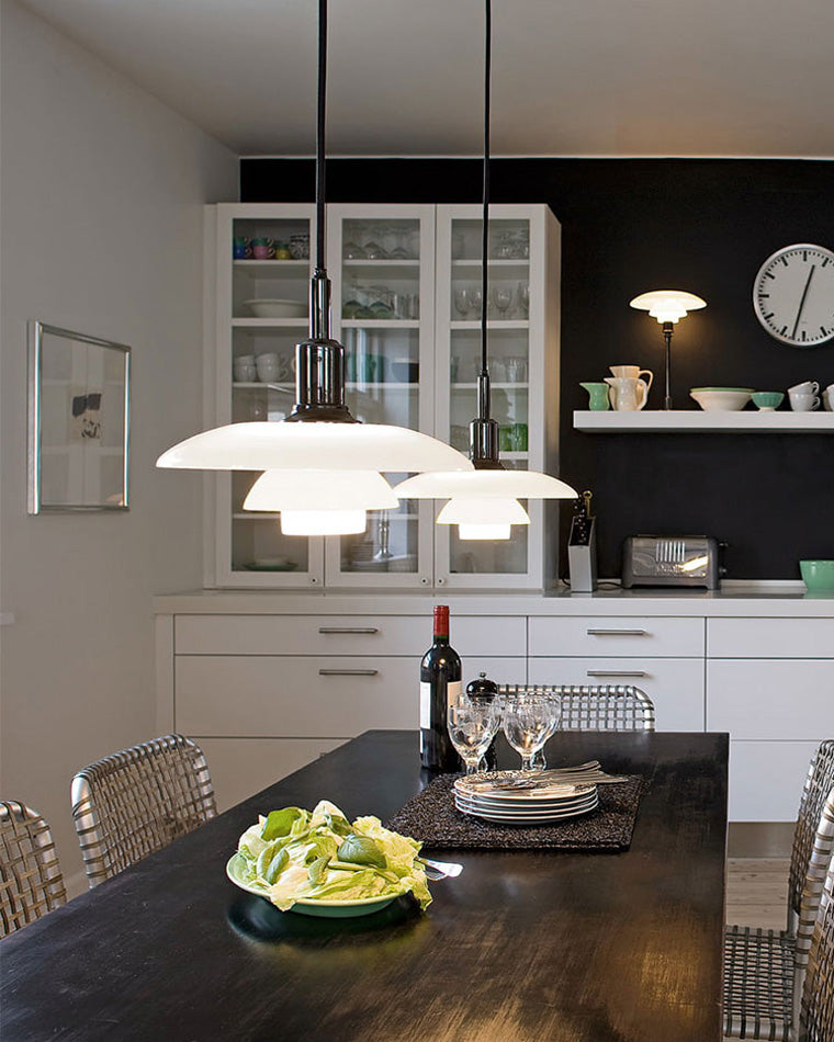 Pendant Light Glass 28.0 cm White Dining Room Scandinavian Hanging Ceiling Lamp Adjustable Cord E27 Soft Ambient Lighting | Thomler