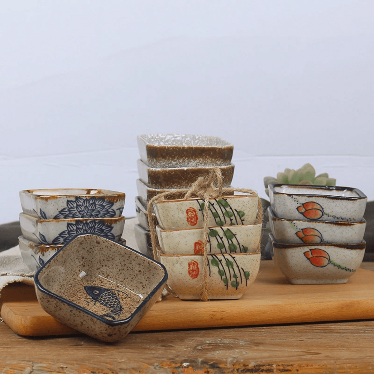 Porcelain Dipping Bowls – 4-Piece Asian-Inspired Condiment Set for Soy Sauce & Seasoning | Thomler