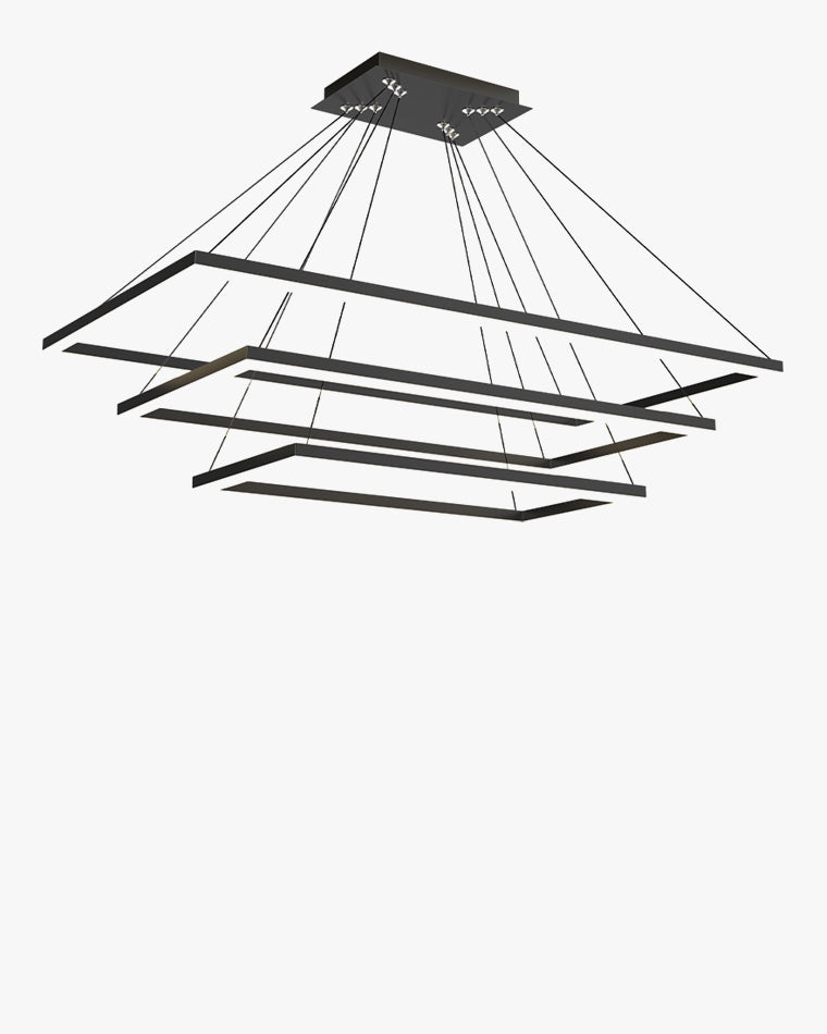 Chandelier Metal Integrated LED 47 in Adjustable Black Living Room Dining Room Pendant Light | Thomler