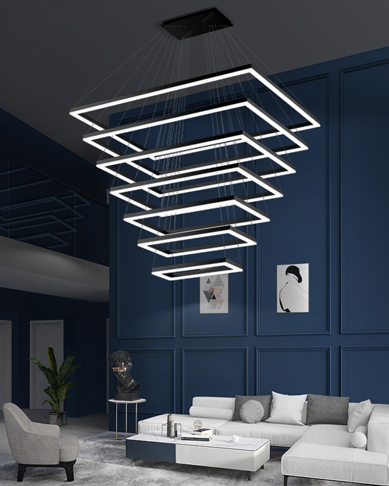 Chandelier Metal Integrated LED 47 in Adjustable Black Living Room Dining Room Pendant Light | Thomler