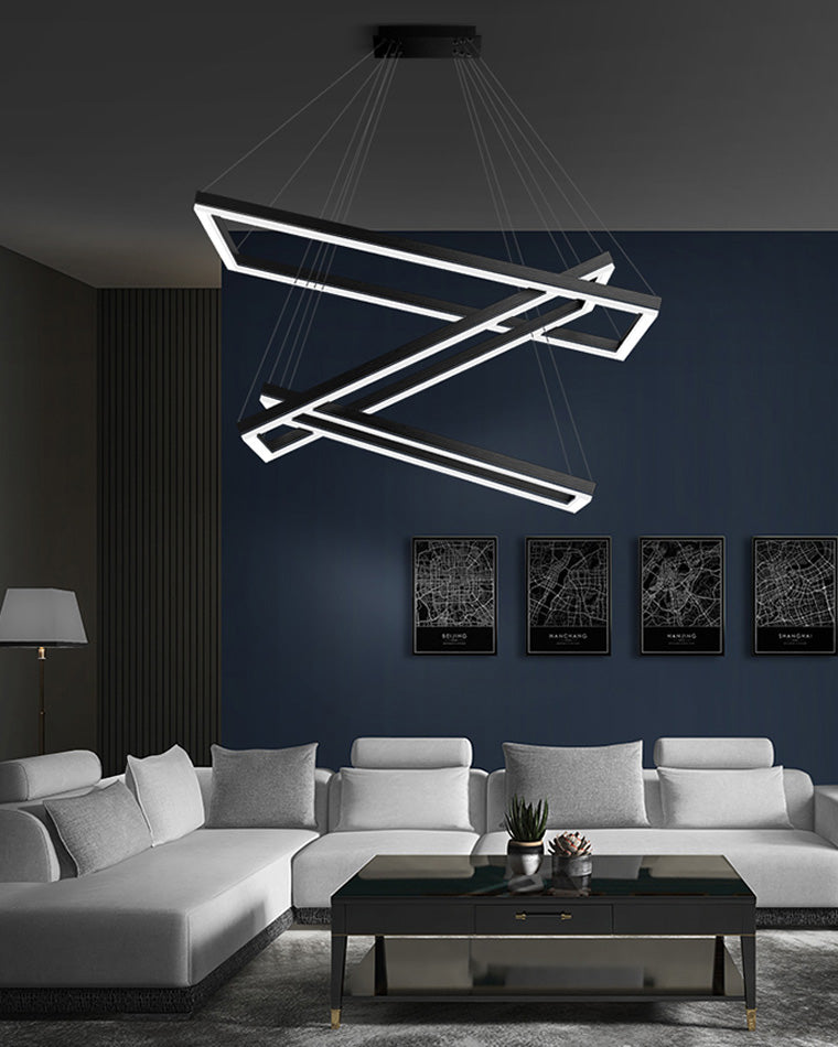 Chandelier Metal Integrated LED 47 in Adjustable Black Living Room Dining Room Pendant Light | Thomler