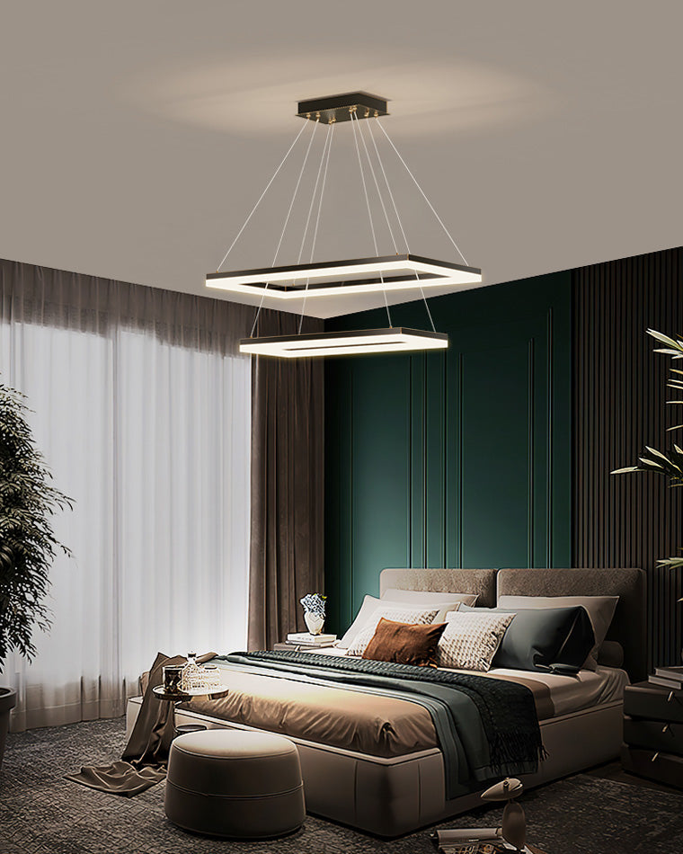 Chandelier Metal Integrated LED 47 in Adjustable Black Living Room Dining Room Pendant Light | Thomler