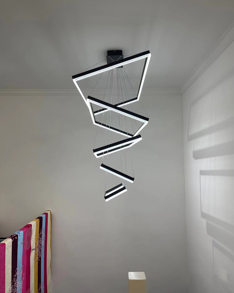 Chandelier Metal Integrated LED 47 in Adjustable Black Living Room Dining Room Pendant Light | Thomler