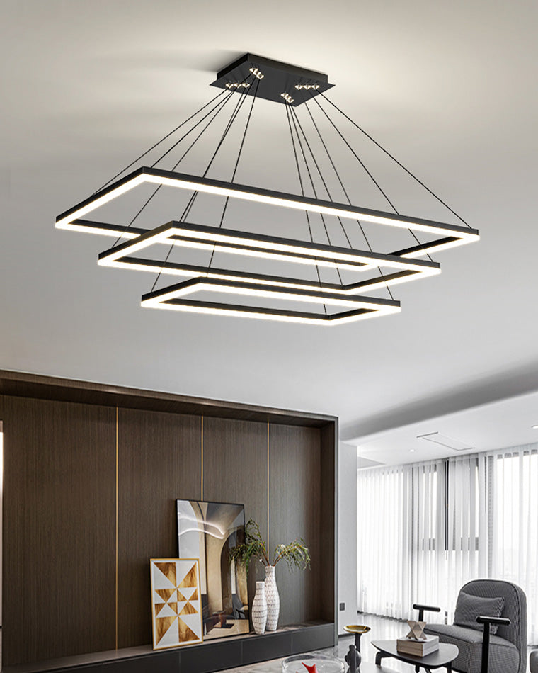 Chandelier Metal Integrated LED 47 in Adjustable Black Living Room Dining Room Pendant Light | Thomler