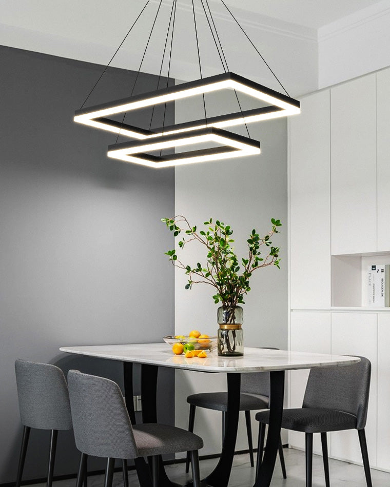 Chandelier Metal Integrated LED 47 in Adjustable Black Living Room Dining Room Pendant Light | Thomler