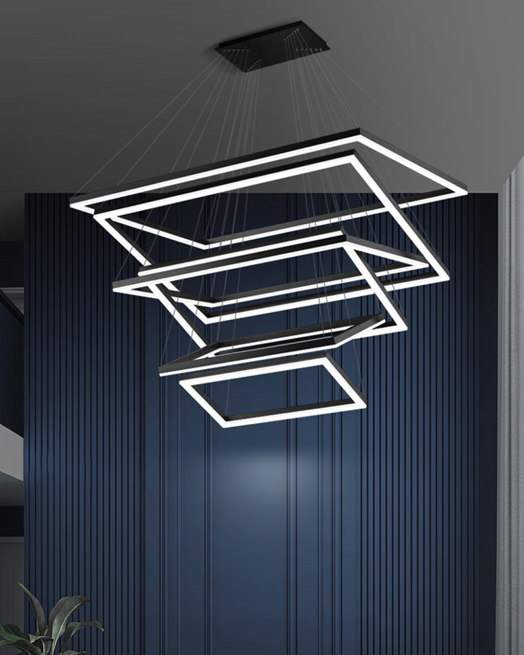 Chandelier Metal Integrated LED 47 in Adjustable Black Living Room Dining Room Pendant Light | Thomler