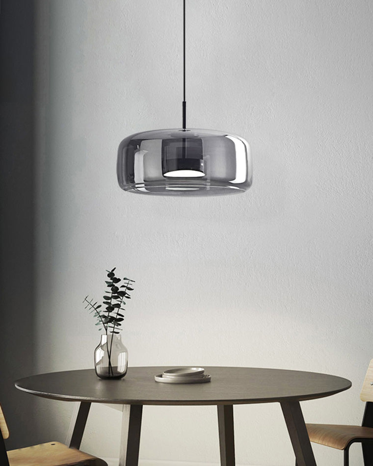 Pendant Light Blown Glass 38.0 cm Smoked Dining Room Kitchen Island Hanging Ceiling Lamp Adjustable Height | Thomler