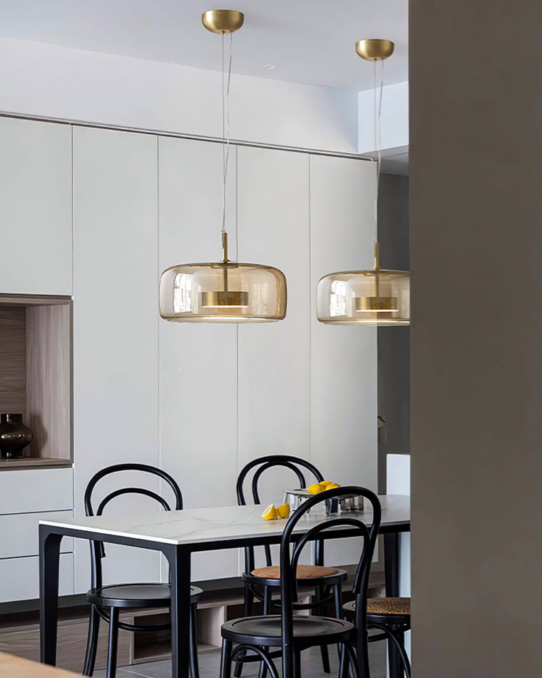 Pendant Light Blown Glass 38.0 cm Smoked Dining Room Kitchen Island Hanging Ceiling Lamp Adjustable Height | Thomler