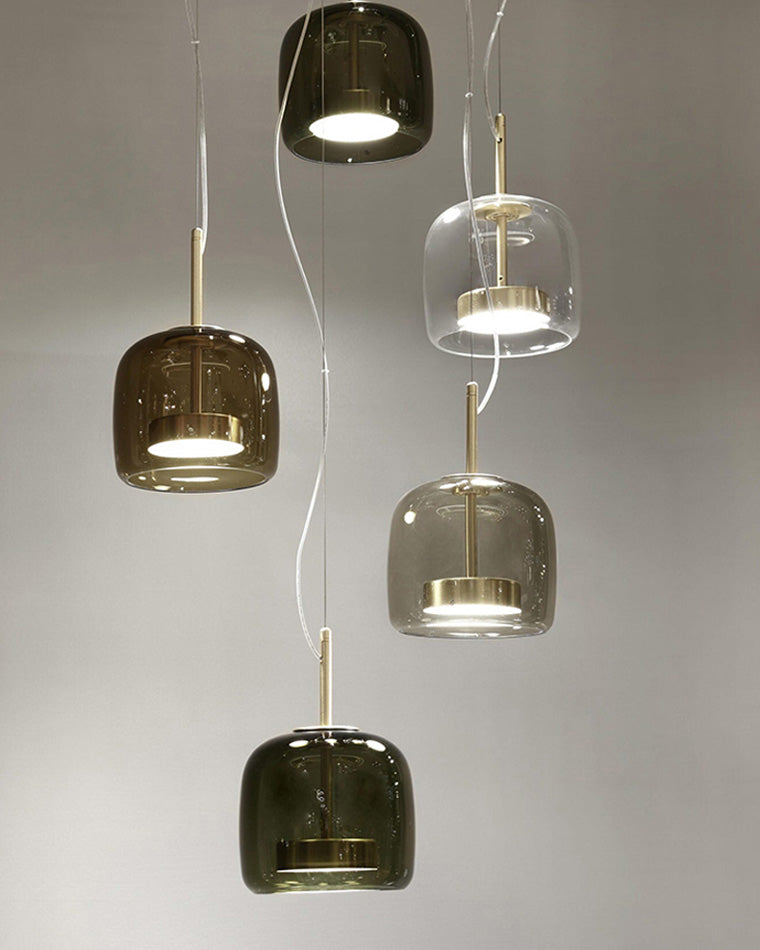 Pendant Light Blown Glass 38.0 cm Smoked Dining Room Kitchen Island Hanging Ceiling Lamp Adjustable Height | Thomler