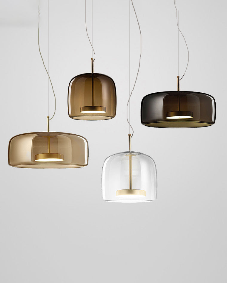 Pendant Light Blown Glass 38.0 cm Smoked Dining Room Kitchen Island Hanging Ceiling Lamp Adjustable Height | Thomler