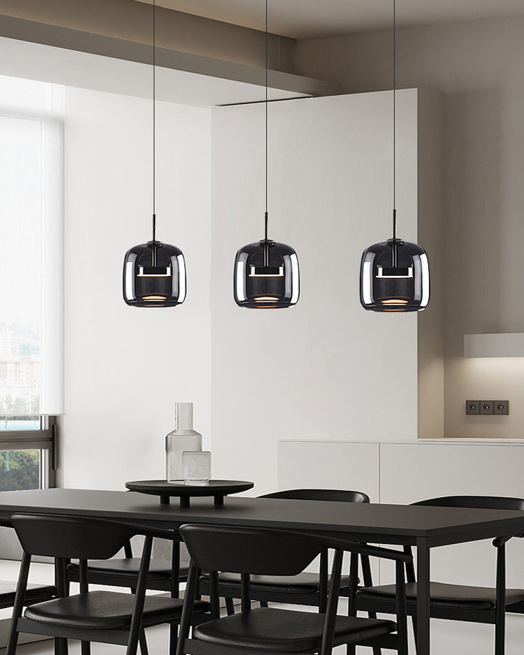 Pendant Light Blown Glass 38.0 cm Smoked Dining Room Kitchen Island Hanging Ceiling Lamp Adjustable Height | Thomler
