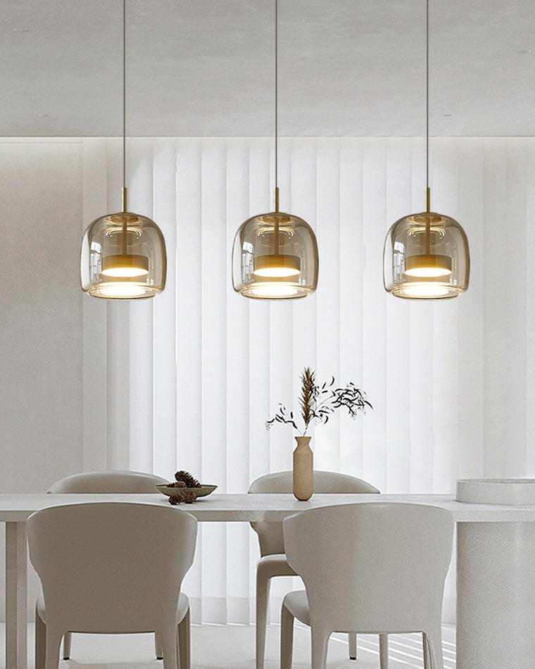 Pendant Light Blown Glass 38.0 cm Smoked Dining Room Kitchen Island Hanging Ceiling Lamp Adjustable Height | Thomler