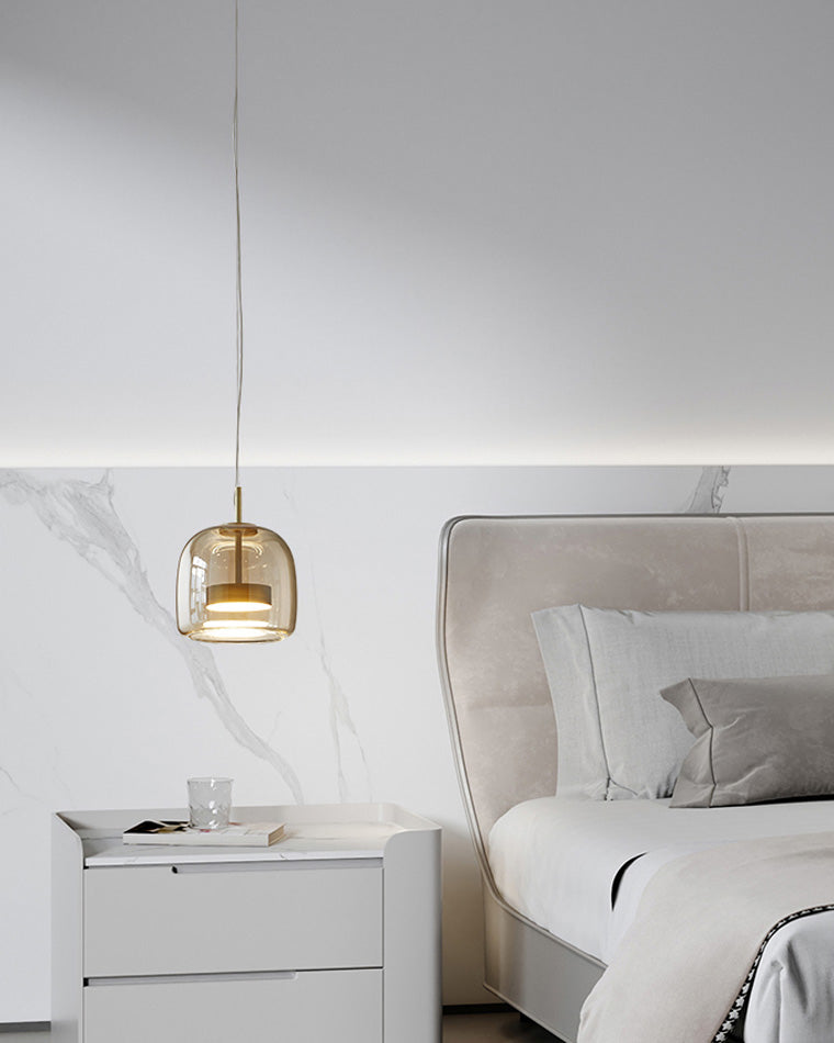 Pendant Light Blown Glass 38.0 cm Smoked Dining Room Kitchen Island Hanging Ceiling Lamp Adjustable Height | Thomler