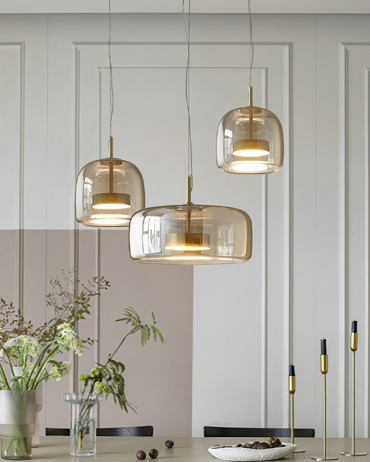 Pendant Light Blown Glass 38.0 cm Smoked Dining Room Kitchen Island Hanging Ceiling Lamp Adjustable Height | Thomler