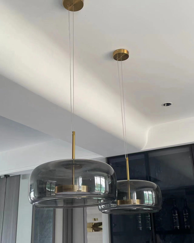 Pendant Light Blown Glass 38.0 cm Smoked Dining Room Kitchen Island Hanging Ceiling Lamp Adjustable Height | Thomler