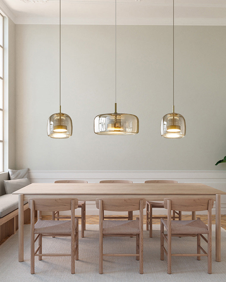 Pendant Light Blown Glass 38.0 cm Smoked Dining Room Kitchen Island Hanging Ceiling Lamp Adjustable Height | Thomler