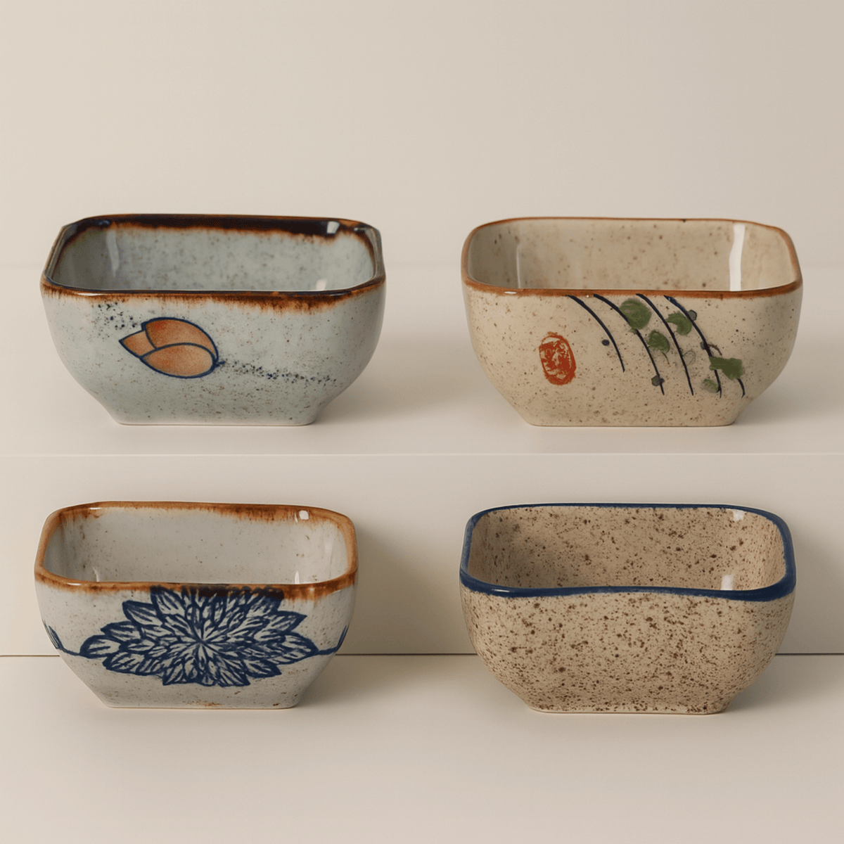 Porcelain Dipping Bowls – 4-Piece Asian-Inspired Condiment Set for Soy Sauce & Seasoning | Thomler