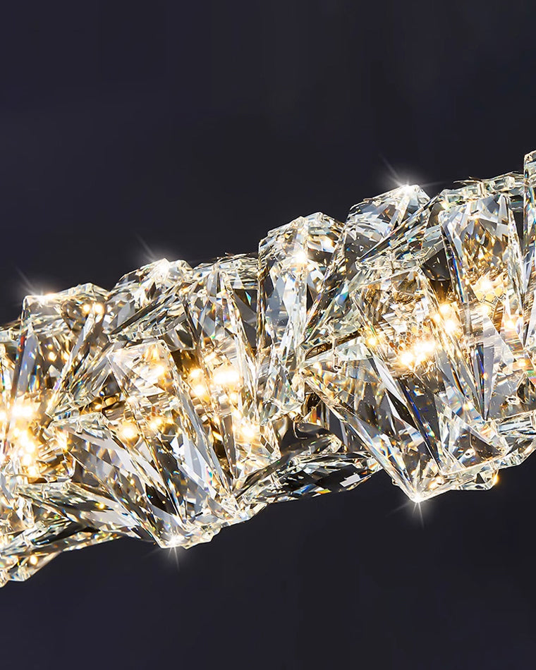 Chandelier Crystal 24 in Warm White Dimmable Dining Room Hanging Light Fixture Luxury Modern Lighting | Thomler