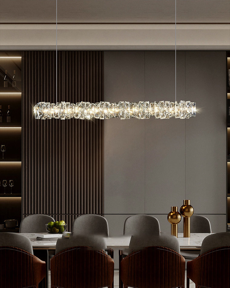 Chandelier Crystal 24 in Warm White Dimmable Dining Room Hanging Light Fixture Luxury Modern Lighting | Thomler