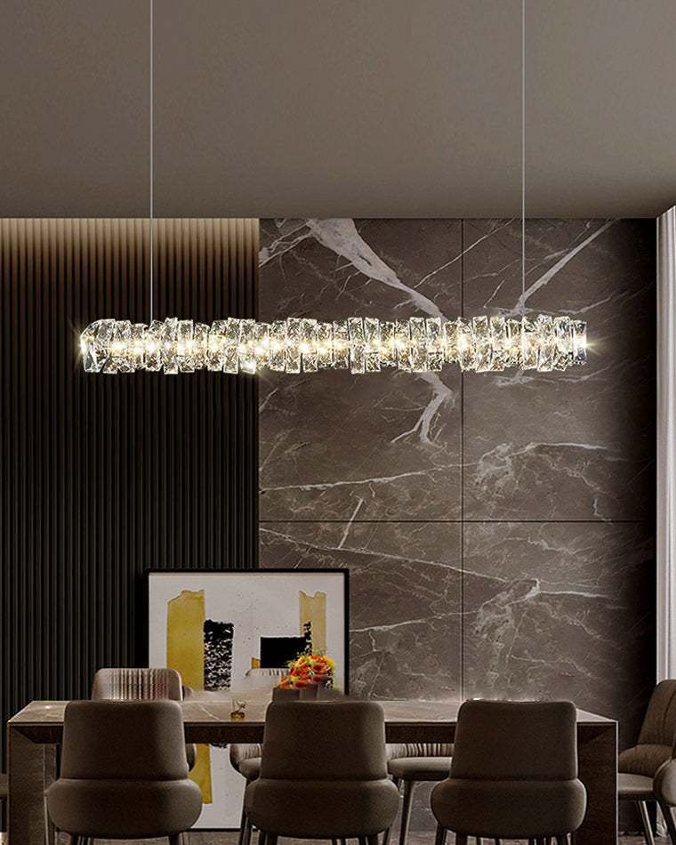 Chandelier Crystal 24 in Warm White Dimmable Dining Room Hanging Light Fixture Luxury Modern Lighting | Thomler