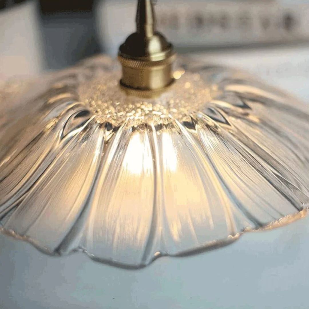 Pendant Light Ribbed Glass 28.0 cm Deep Red Dining Table Hanging Ceiling Lamp Vintage Hallway Lighting E27 | Thomler