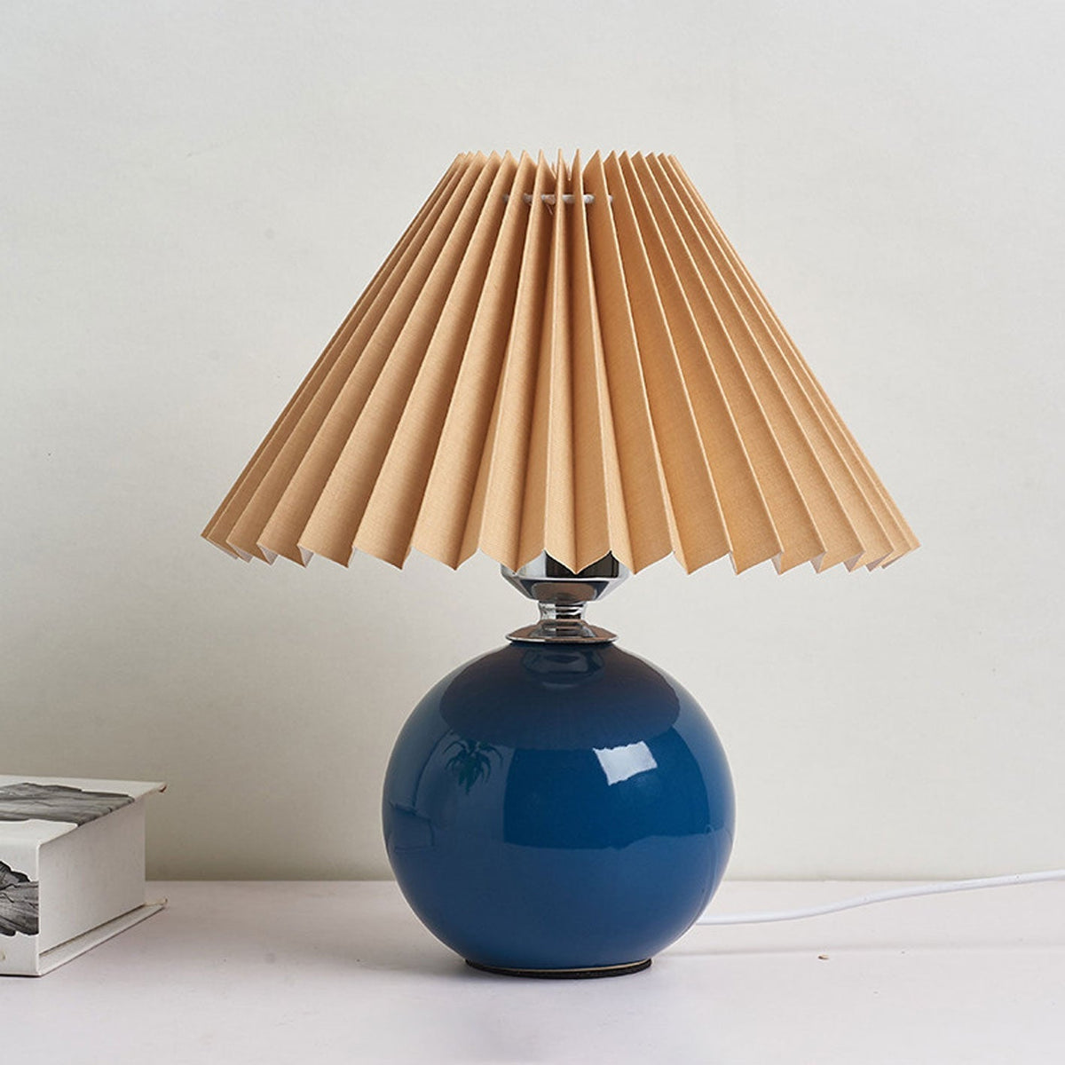 Ceramic Table Lamp with Fabric Shade – Modern Accent Lighting for Bedroom, Living Room & Home Office | Thomler