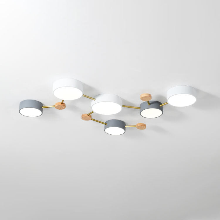 Flush Mount Ceiling Light Iron Solid Wood Acrylic 36W 23.6 in Gray Modern Hallway Living Room Bedroom Lighting | Thomler
