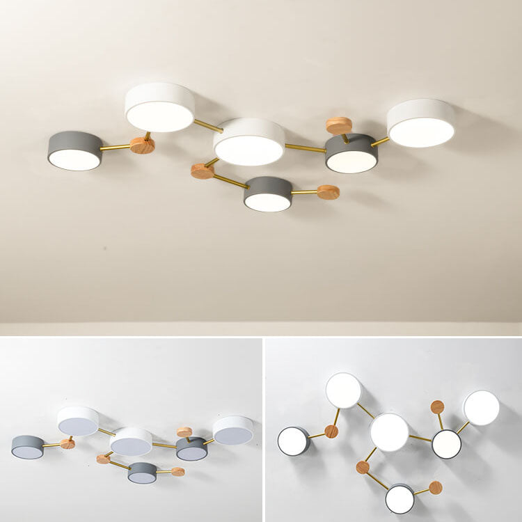 Flush Mount Ceiling Light Iron Solid Wood Acrylic 36W 23.6 in Gray Modern Hallway Living Room Bedroom Lighting | Thomler