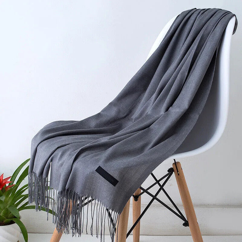 Premium Cashmere Wrap Scarf with Tassels – Oversized Soft Winter Shawl for Women – Versatile Styling – 79×28 in | Thomler