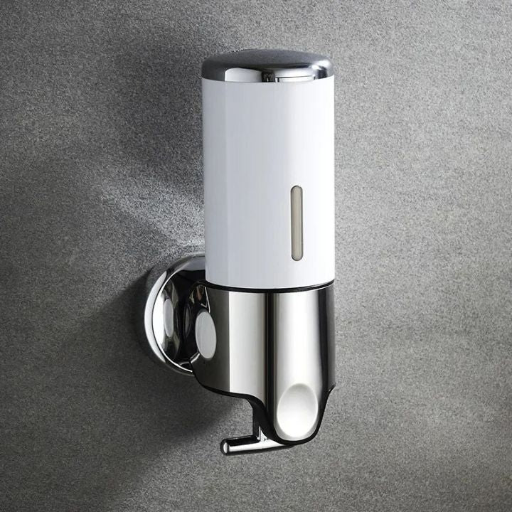 Wall Mount Soap Dispenser with Push Pump - Stainless Steel Liquid Holder for Shampoo, Lotion & Hand Wash in Bathroom, Kitchen, Shower | Thomler