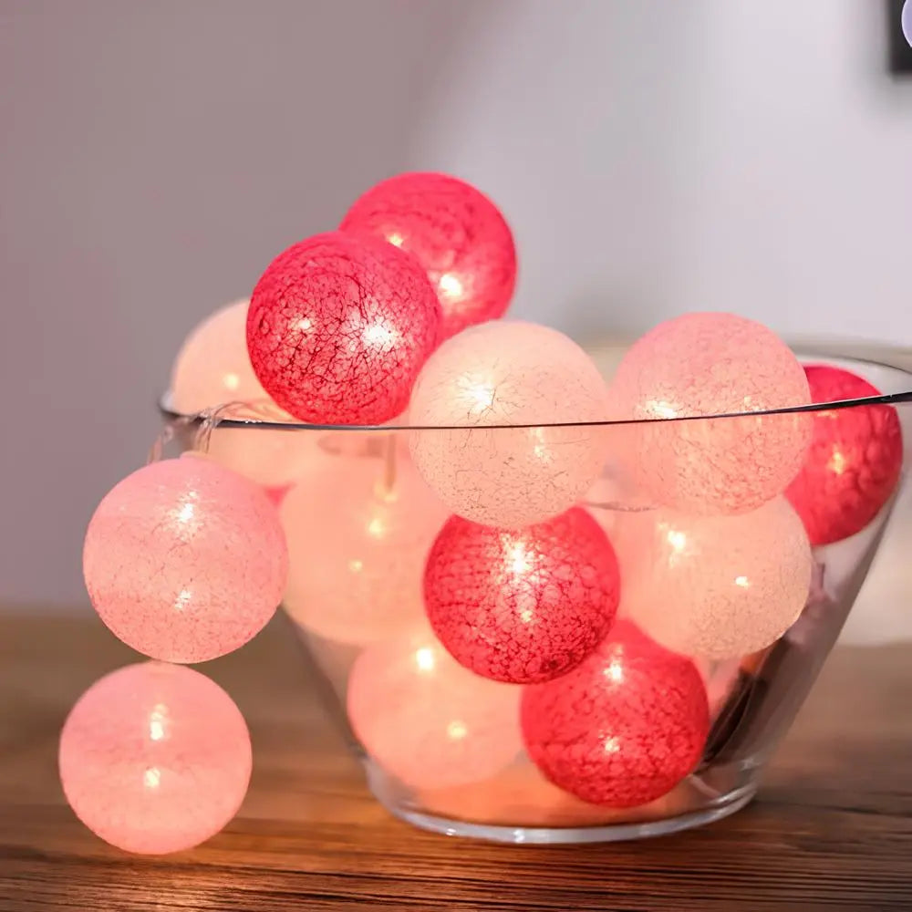 Cotton Ball String Lights LED Garland for Bedroom Living Room Nursery Party Decor USB or Battery Powered Ambient Lighting | Thomler