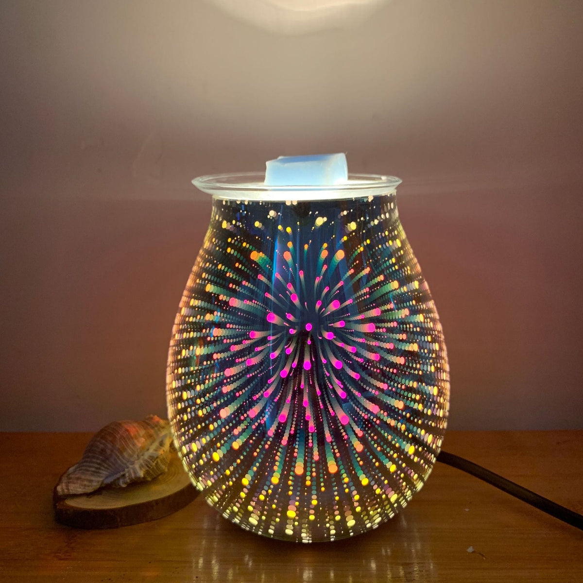 Ultrasonic Aroma Diffuser with 3D Firework Glass Design & LED Nightlight for Bedroom, Office, Nursery | Thomler