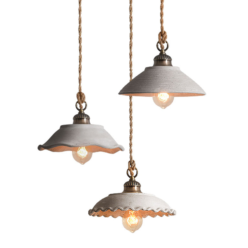 Concrete Pendant Light Fixture Gray Industrial Ceiling Lamp E26 Base Minimalist Hanging Shade for Kitchen Island Dining Room Living Room | Thomler