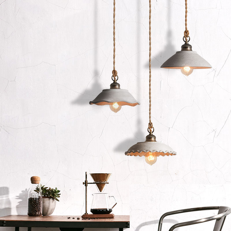 Concrete Pendant Light Fixture Gray Industrial Ceiling Lamp E26 Base Minimalist Hanging Shade for Kitchen Island Dining Room Living Room | Thomler