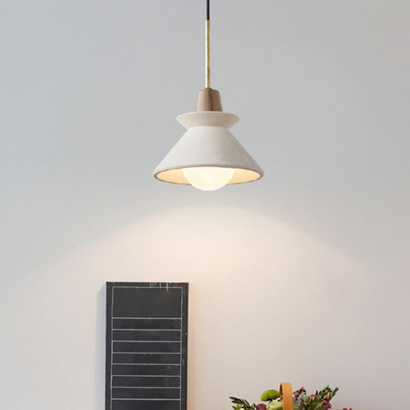 Concrete Dome Pendant Light Fixture White Finish Minimalist Hanging Lamp for Kitchen Island Dining Room Modern Industrial Home Lighting | Thomler