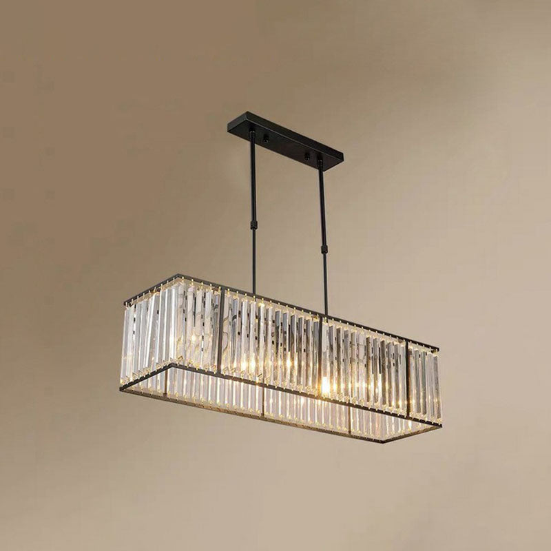 Rectangular Hanging Chandelier with Glass Gem Details for Dining Room & Island | Thomler