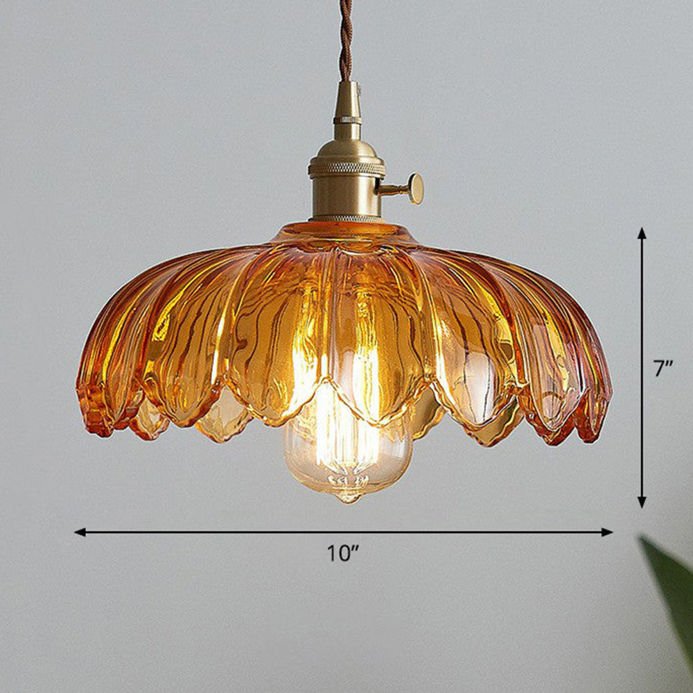 Pendant Light Glass Flower Shade 25.0 cm Green Dining Room Vintage Hanging Ceiling Lamp Adjustable Cord E27 Lighting | Thomler