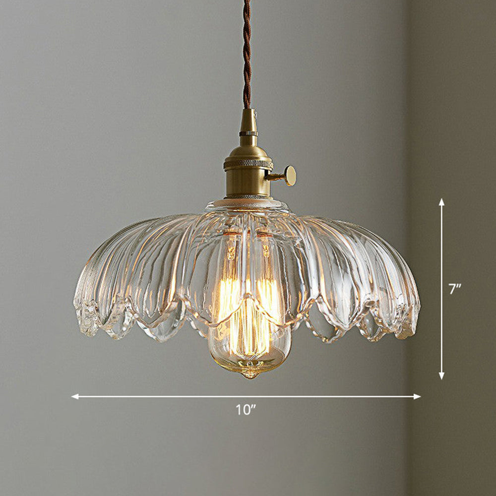 Pendant Light Glass Flower Shade 25.0 cm Green Dining Room Vintage Hanging Ceiling Lamp Adjustable Cord E27 Lighting | Thomler