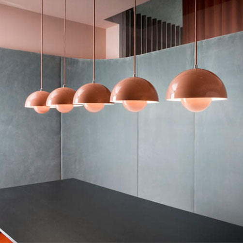 Half-Dome Metal Pendant Light – Scandinavian Minimalist Hanging Ceiling Fixture for Dining Room, Kitchen Island & Living Room | Thomler
