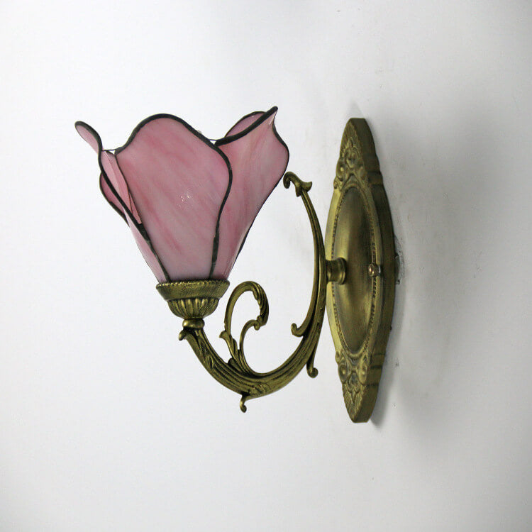 Wall Lamp Iron Resin 9.8 in x 7.9 in Glass Shade Blue Red Pink Clear Bronze Bedside Living Room Bedroom Study LED Incandescent Fluorescent Fixture | Thomler