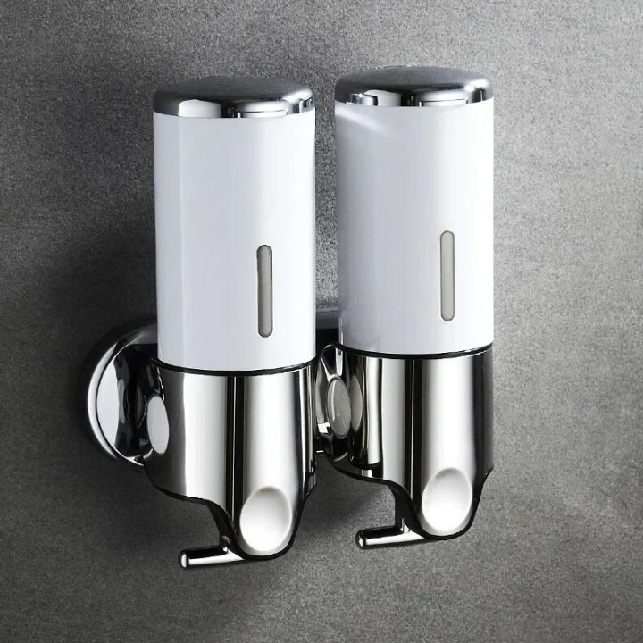 Wall Mount Soap Dispenser with Push Pump - Stainless Steel Liquid Holder for Shampoo, Lotion & Hand Wash in Bathroom, Kitchen, Shower | Thomler